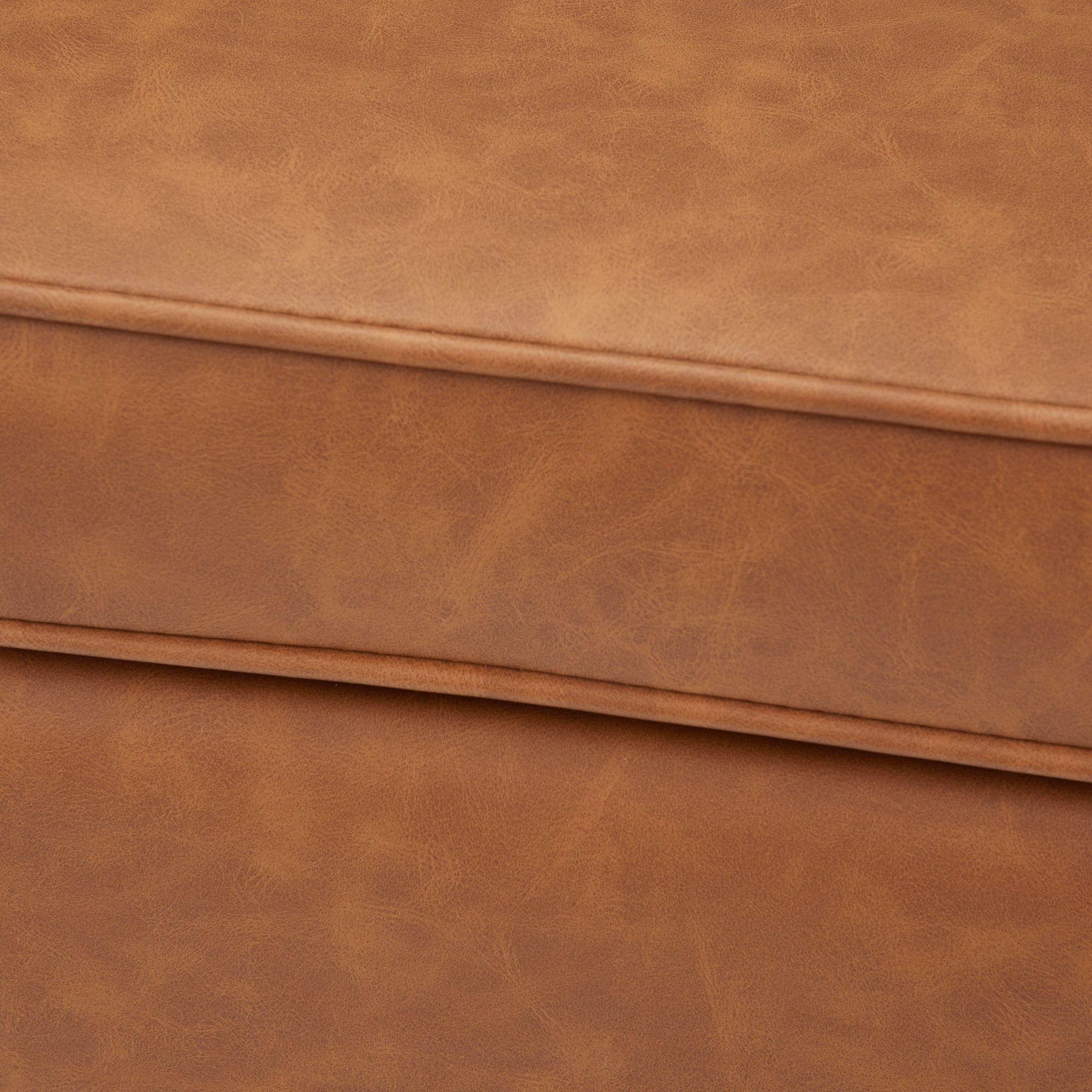 Hello Honey® Cognac Vegan Leather Bench with Storage